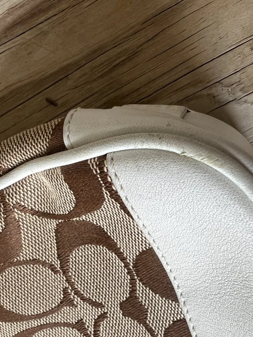Vintage Coach Signature Jacquard Demi bag brown white leather Y2K shoulder bag - Picture 10 of 16